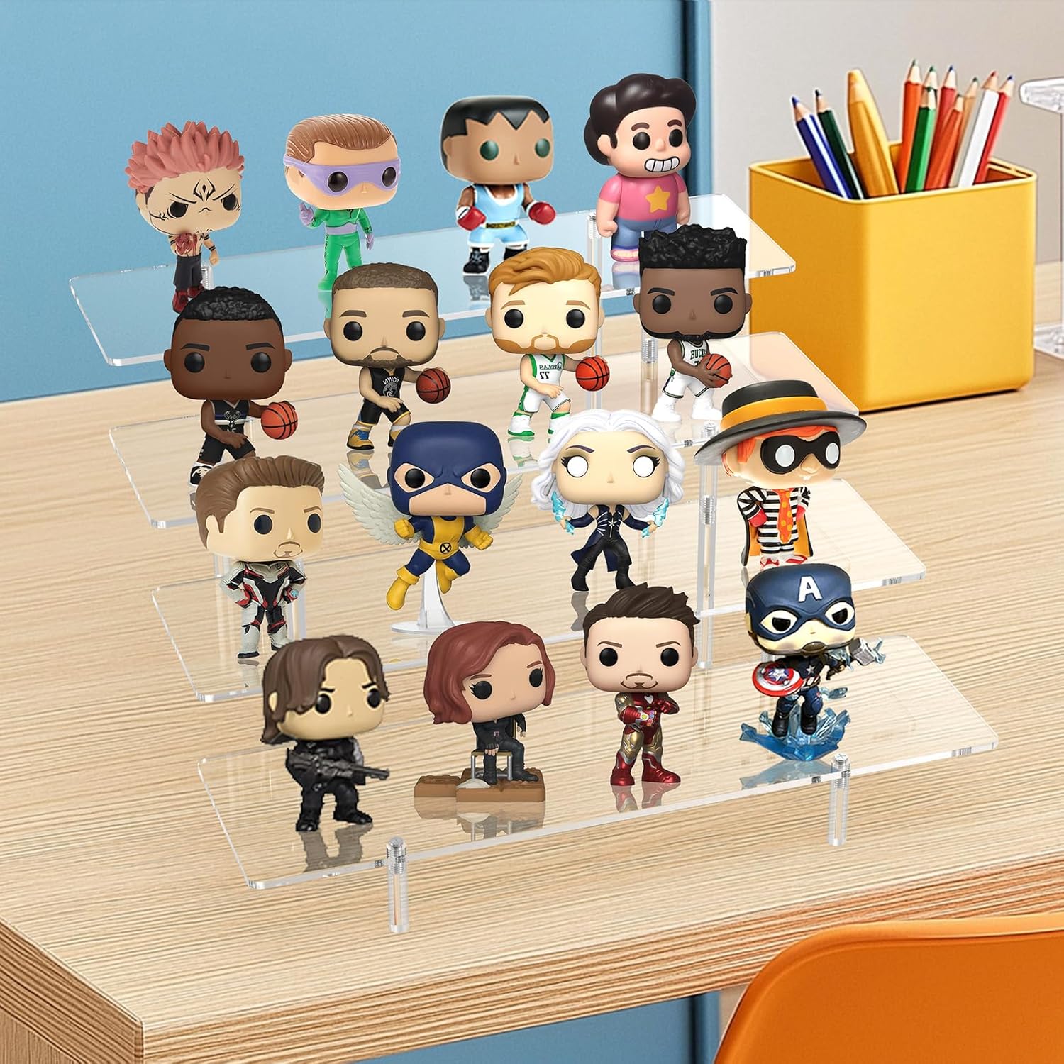 Acrylic Display Riser Stand Shelf Clear 4 Tier Cupcake Stand Perfume Display Holder Figures Desktop Decoration and Organizer Showcase Toys Retail Display Rack Candy Dessert Buffet 4 Steps Collection (2 PACKS)