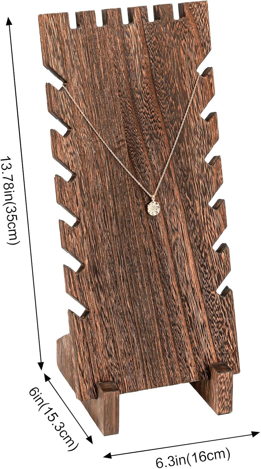 Lolalet Wooden Jewelry Display Series, Necklace Bracelets Earrings Rings Jewelries Stand Freestanding Natural Wood Holder Jewelry Rack for Selling Vendor Store -1 Pack, Necklace