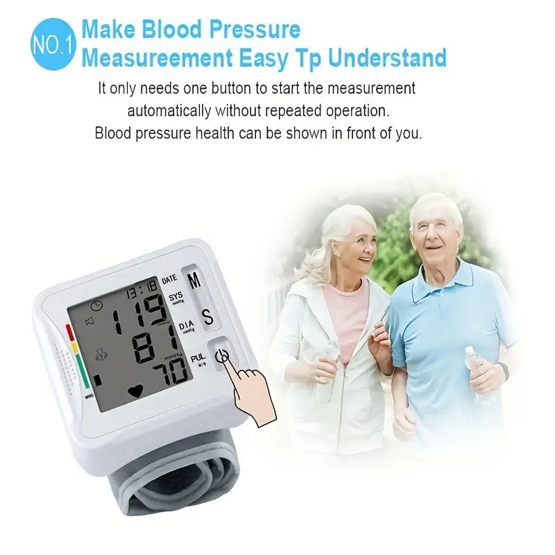 1pc TAIKON Wrist Blood Pressure Monitor with LCD Display, Adjustable Cuff, Pulse Rate Detection, and Irregular Heartbeat Alert - Battery Operated (Batteries Not Included), Blood Pressure Measurement | Comprehensive Display | Sound Playback Feature