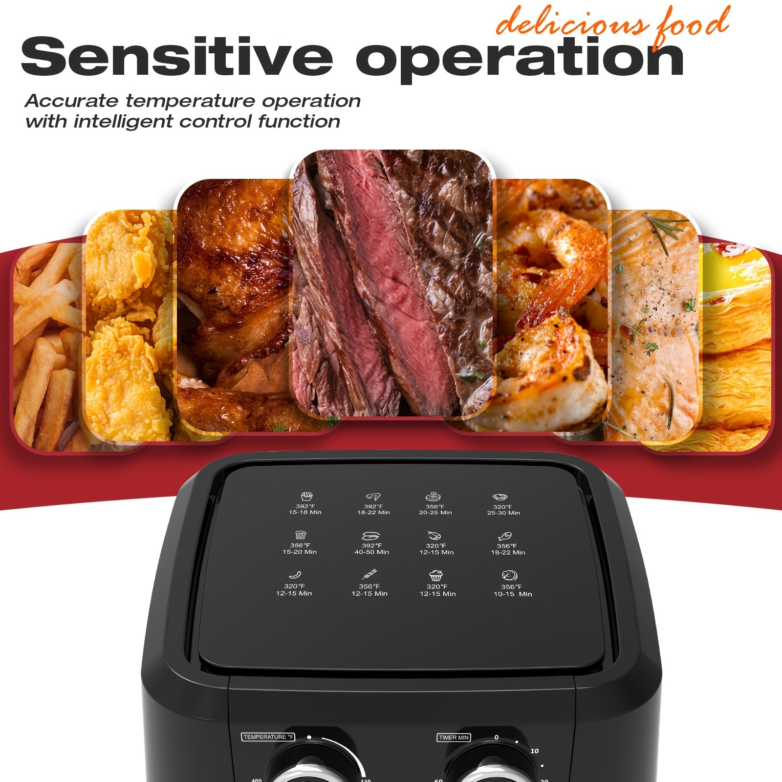 5QT Air Fryer with 2 Silicone Baking Pans | Nonstick, User Friendly | Timer & Temperature Controls | Double Knob Design | Air Fryer | with Recipes Available | 1400W