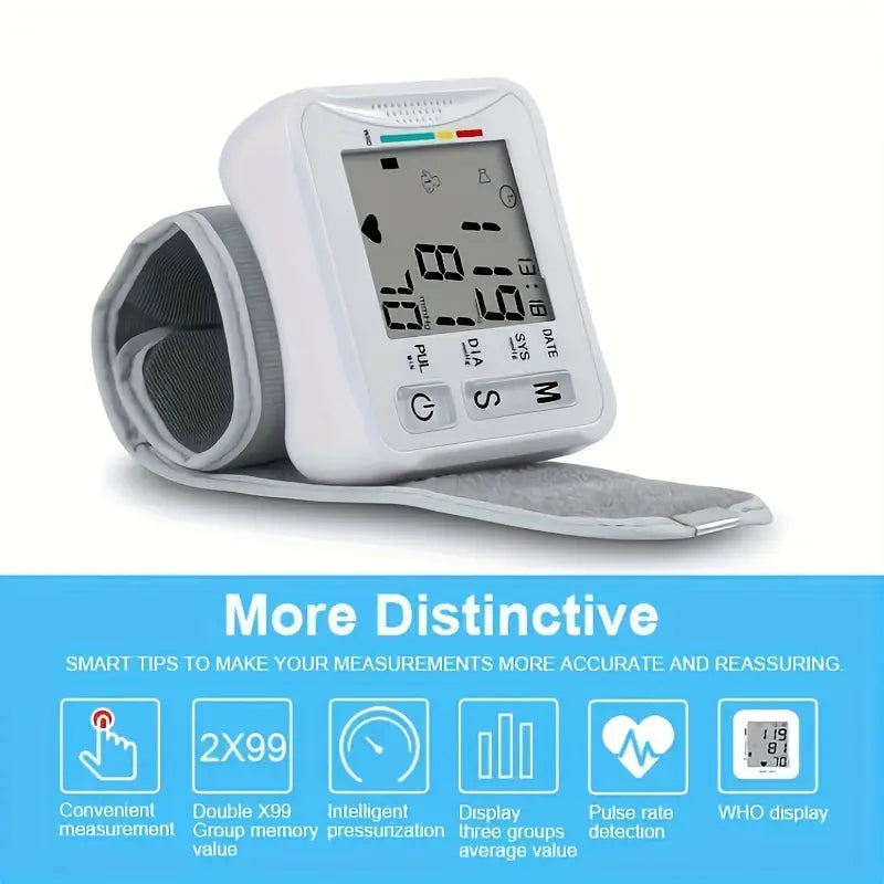 1pc TAIKON Wrist Blood Pressure Monitor with LCD Display, Adjustable Cuff, Pulse Rate Detection, and Irregular Heartbeat Alert - Battery Operated (Batteries Not Included), Blood Pressure Measurement | Comprehensive Display | Sound Playback Feature