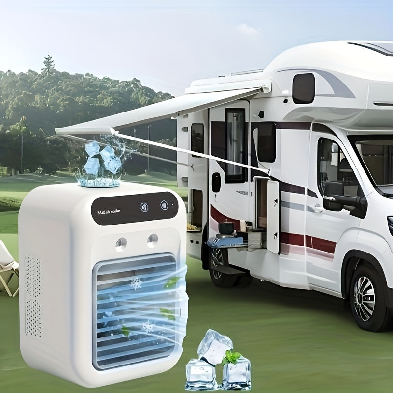 RV Ventilation Fan 2025new upgrade Portable Mini Personal Air Cooler, Small Air Conditioner with Humidifier & 16.91oz Water Tank, Rechargeable Room Air Conditioners, Personal AC Unit for Recreational Vehicle, Bedroom, Office, Desk, Camping, Car, Digital D