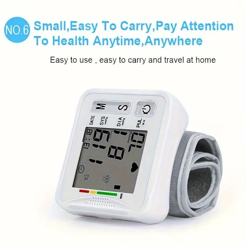 1pc TAIKON Wrist Blood Pressure Monitor with LCD Display, Adjustable Cuff, Pulse Rate Detection, and Irregular Heartbeat Alert - Battery Operated (Batteries Not Included), Blood Pressure Measurement | Comprehensive Display | Sound Playback Feature