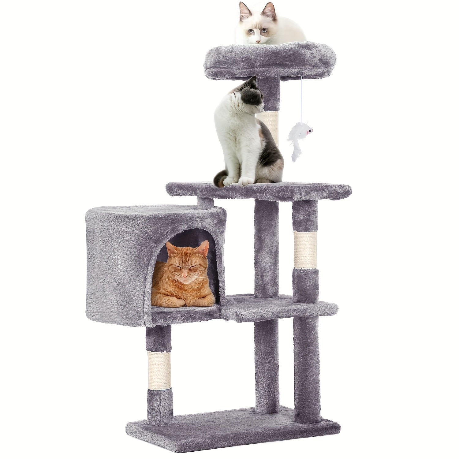 54/70" Multi-Level Cat Tree Tower with Scratching Posts & Cozy Condos, Space-Saving Indoor Cat Playhouse, Durable Plywood Construction, Fun Jumping Platforms, Multiple Colors Available for Cats