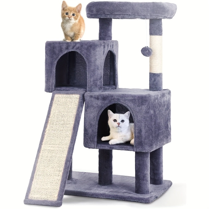 54/70" Multi-Level Cat Tree Tower with Scratching Posts & Cozy Condos, Space-Saving Indoor Cat Playhouse, Durable Plywood Construction, Fun Jumping Platforms, Multiple Colors Available for Cats