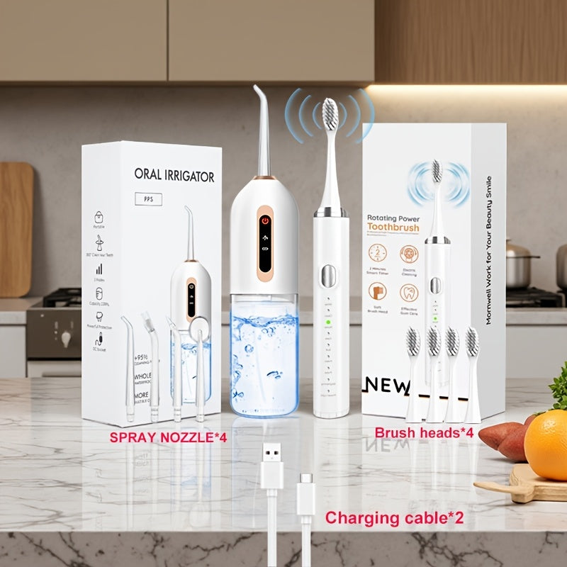 Smart electric toothbrush with 9 modes - effectively cleans teeth and gums, rechargeable USB-powered brush head included, suitable for adults, available in three color options, an excellent gift choice