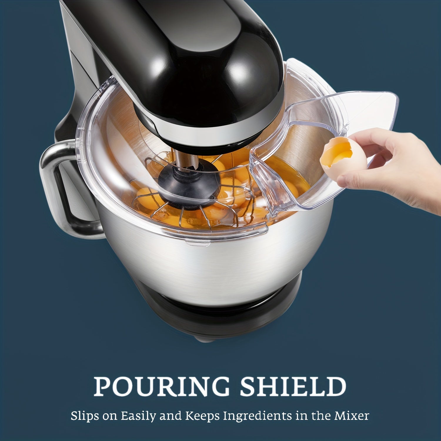 Stand Mixer with Double Hook, Multifunctional Dough Maker, 6 Speeds, 5.5 Quart Stainless Steel Bowl, Hard Dough Hook, Beater and Whisk, Black