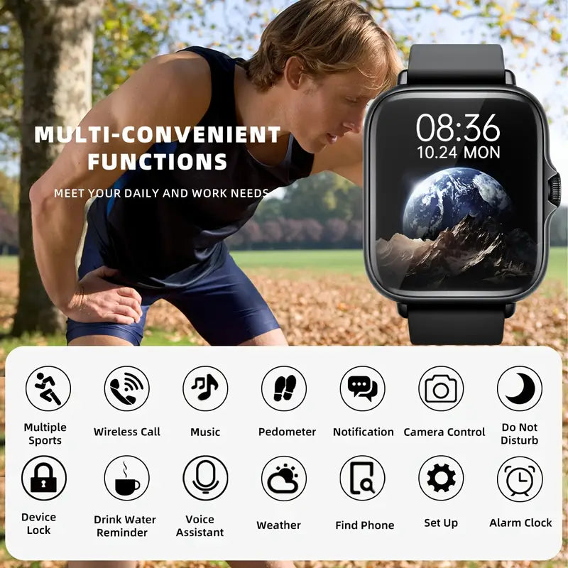 1.83" HD Touchscreen Sports Smart Watch with Call Accept/Decline, Sleep Tracking & Pedometer - High Quality Wireless 5.2 Smartwatch for iPhone Android Phones - Unisex Fitness Tracker Gift for Men Women