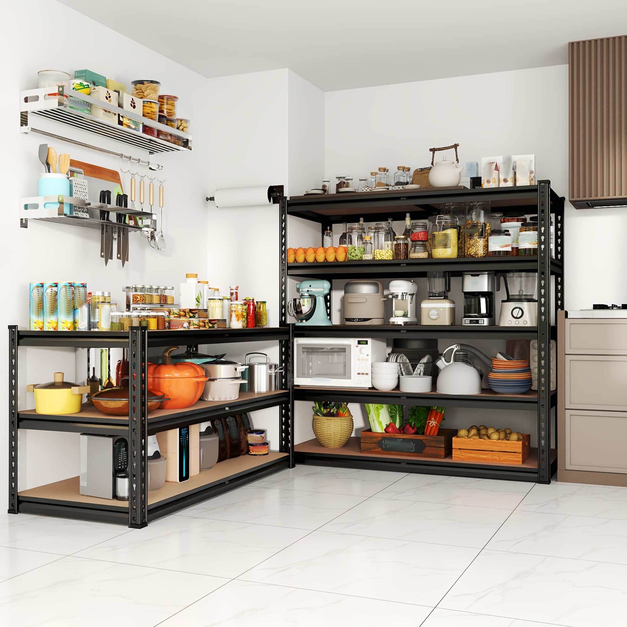 72" H Storage Shelves 2000LBS Garage Shelving Heavy Duty Shelving 5 Tier Metal Shelves for Garage Shelves 35.5"W X72"H X 15.8"D, Adjustable Shelving Unit for Basement Pantry Utility Rack Shelf, Office