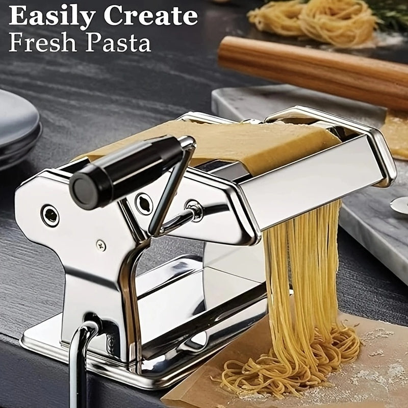 Spaghetti Maker, Pasta Machine with 8 Adjustable Thickness Settings, 2-in-1 Spaghetti Roller and Cutter, Dough Press for Making Noodles, Perfect for Spaghetti, Fettuccine, Lasagna Sheets or Dumpling Wrappers, Kitchen Gadget Ideal for Pasta Lovers, Father'