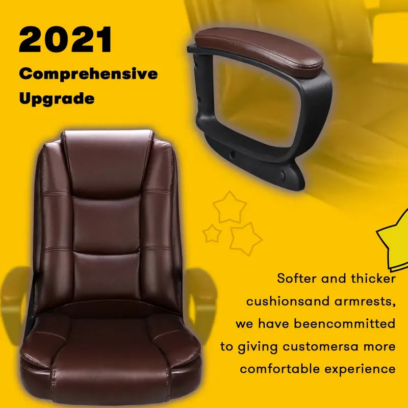 400LBS Heavy Duty Big And Tall Home Office Chair, Ergonomic High Back Cushion Lumbar Back Support, Adjustable Executive Faux Leather Computer Desk Chair With Armrest