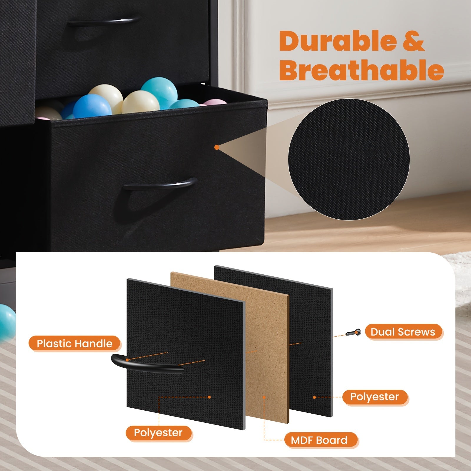 OLIXIS 9-Drawer Storage Dresser Organizer with Wooden Top & Metal Frame - Freestanding Fabric Closet Cabinet, 3.2+ Cubic Feet Storage, 27" Tall Mobile Organizer for Bedroom, Living Room, Entryway, Closet Organizers And Storage, Bedroom Organizer, Modern A