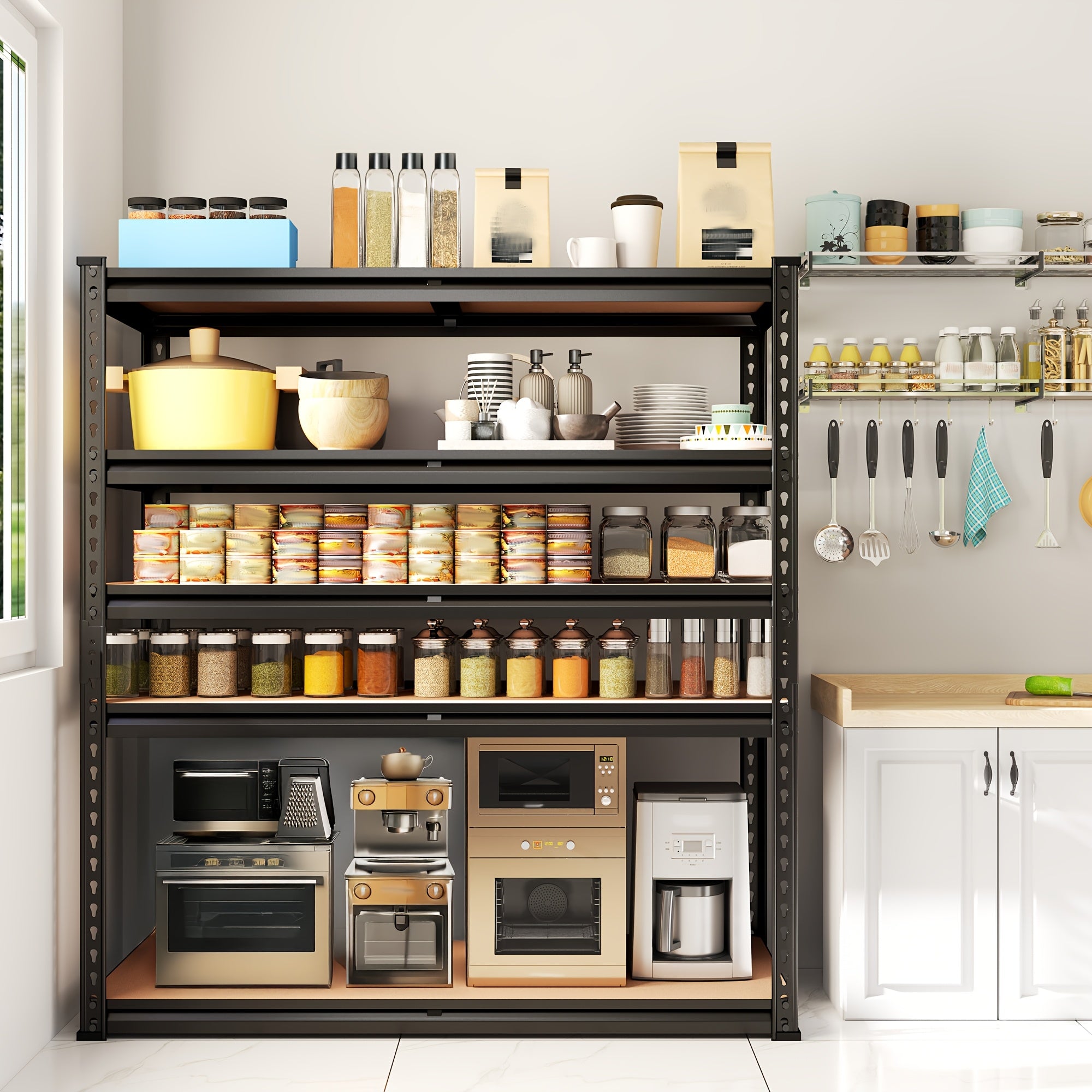 72" H Storage Shelves 2000LBS Garage Shelving Heavy Duty Shelving 5 Tier Metal Shelves for Garage Shelves 35.5"W X72"H X 15.8"D, Adjustable Shelving Unit for Basement Pantry Utility Rack Shelf, Office