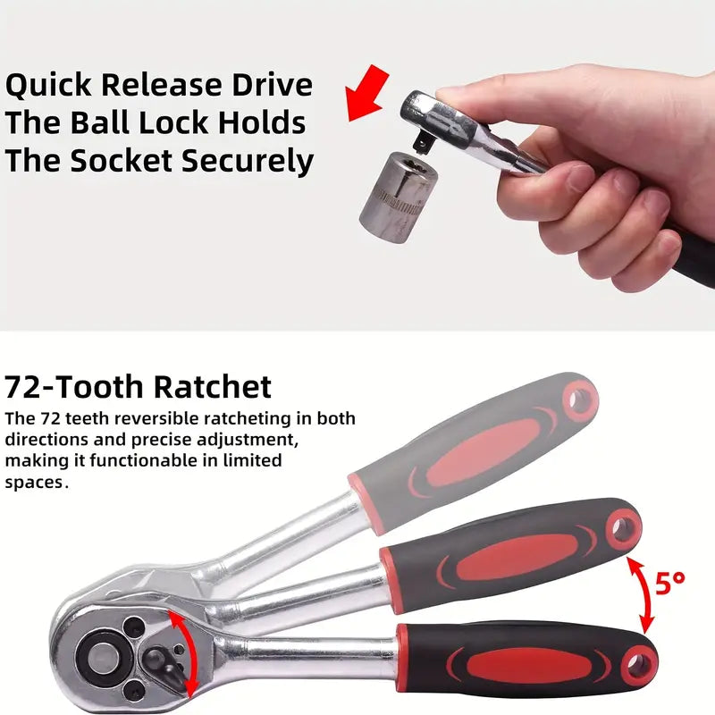 [Fast Arrival] 46pcs/53pcs Professional Automotive Master Tool Kit - Premium Tool Sets For Car, Bike, And Motorcycle Maintenance - Compact, Portable, And All-In-One Solution With Ratchet Wrench, Assorted Screwdriver Set, Without Battery