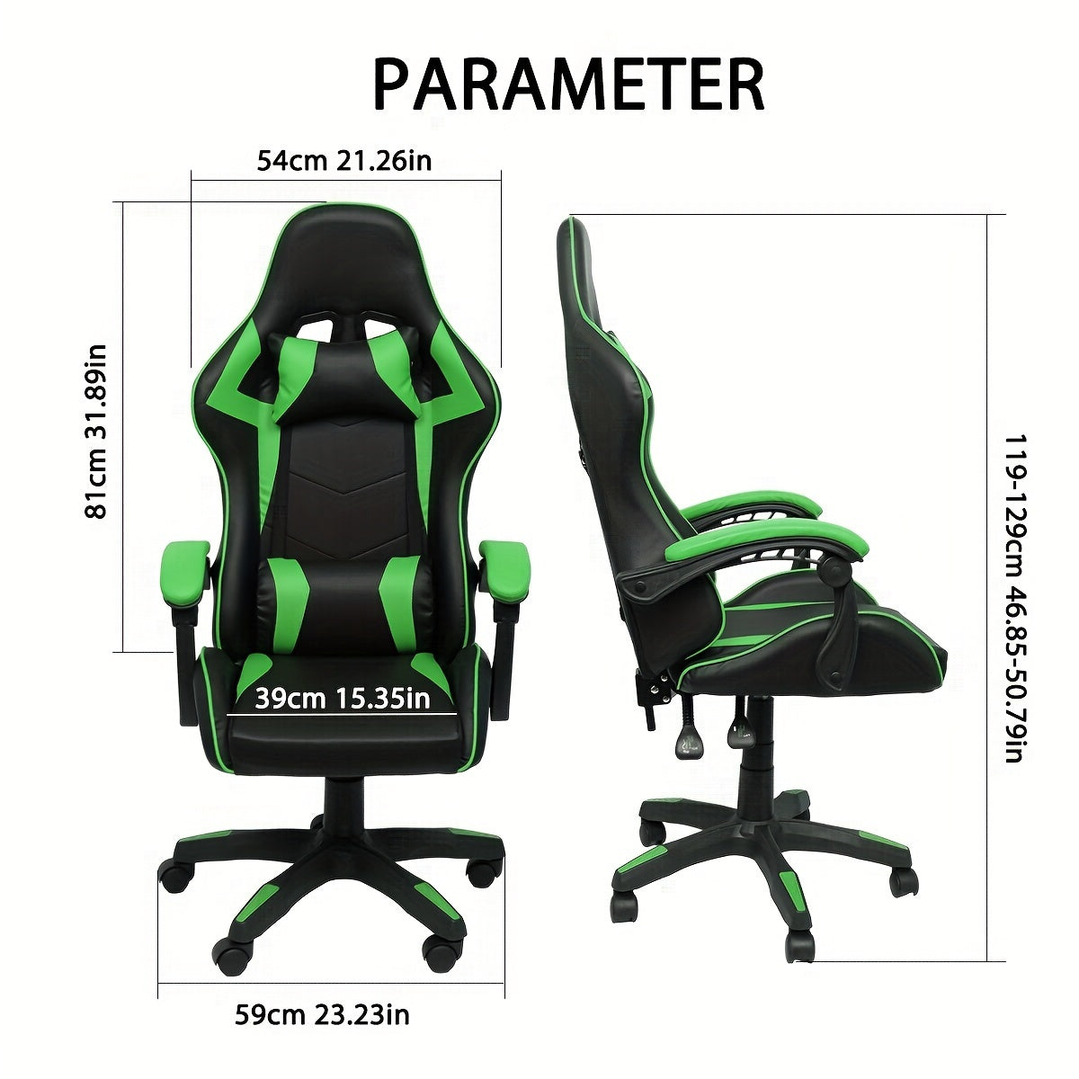 Ergonomic High-Back Gaming Chair with Headrest & Lumbar Support - Adjustable, Reclining Faux Leather Office Desk Chair on Wheels, Sleek Black & White Design, Comfortable Foam Padding for Gamers & Office Use, Game Chair, Multicolor, Swivel, Racing Chair, V