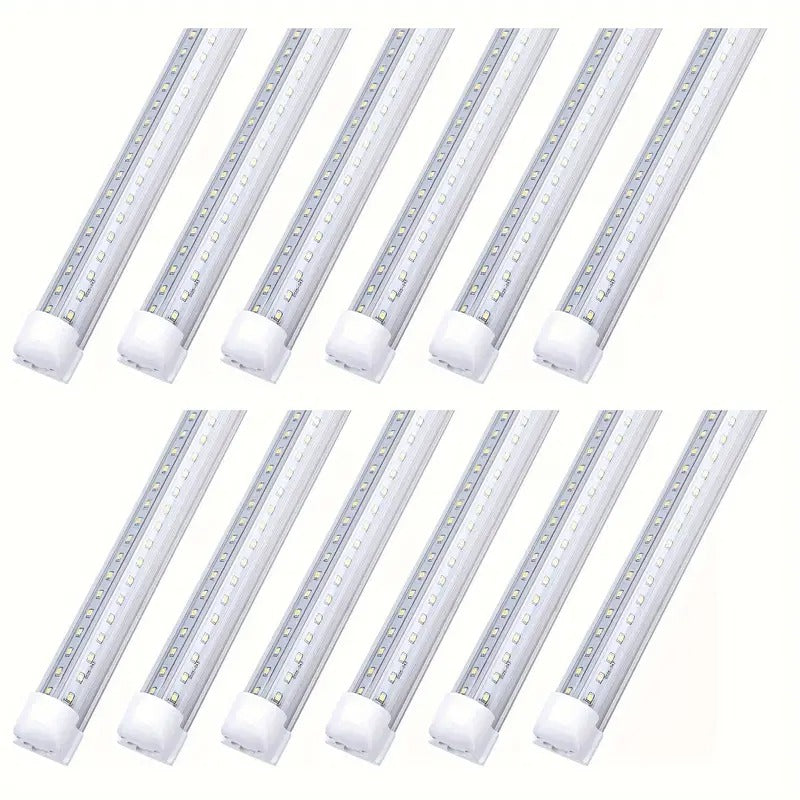 12 Pack, 8FT LED Shop Light, Super Bright 100W Shop Lights, 6000K Cold White 8 Foot Led Lights, Linkable 96" LED Shop Lights Lighting For Garage With Plug, V Shape T8 8' Led Light Fixtures