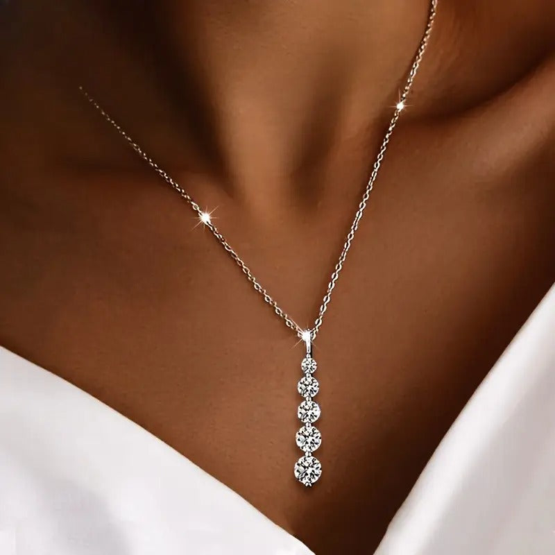 Five Shiny Cubic Pendant Necklaces for Women