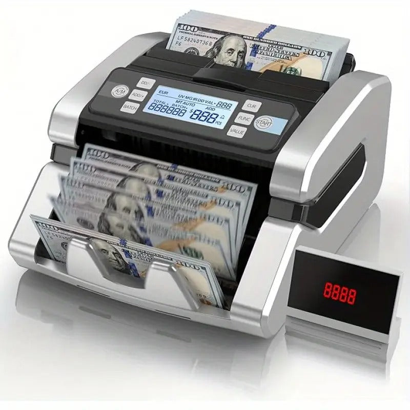 Money Counter Machine, Value Counting, UV/MG/IR/MT/DD Counterfeit Detection, USD/EUR Bill Counter, Add and Batch Modes, Cash Counting Machine 1300 Bills/min