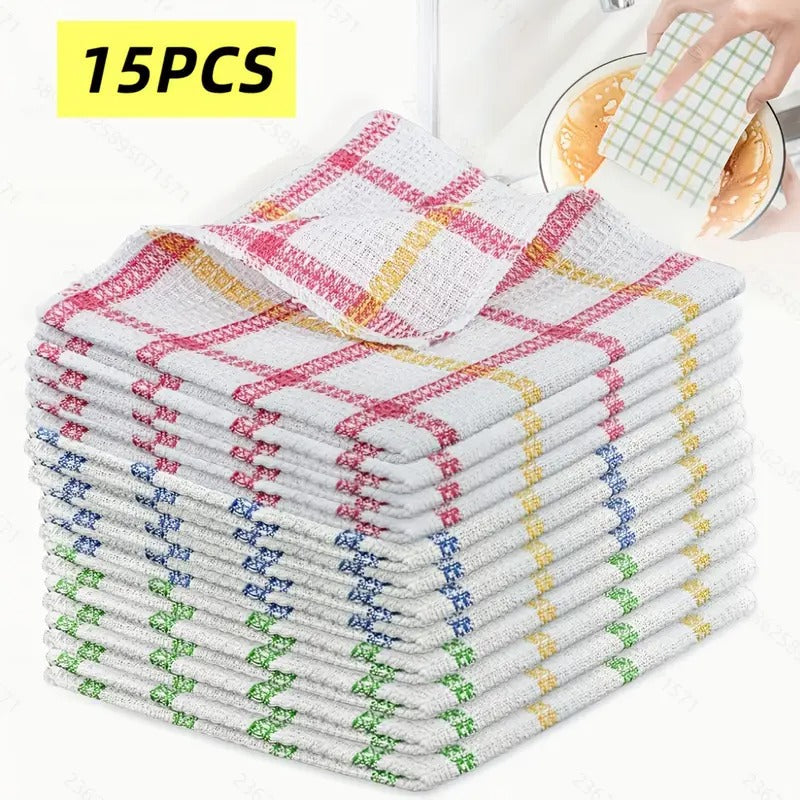 15pcs Soft & Absorbent Kitchen Dish Cloths for Washing Dishes - Dish Cloths & Dish Towels for Efficient Cleaning - Reusable, Durable, 30cm/12in, Ideal for Household Chores Kitchen Towels Dish Rags Dish Towels