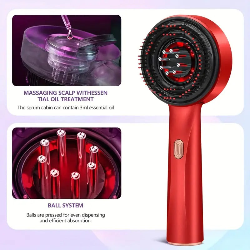 Electric Massage Comb, 1500mAh USB Rechargeable Scalp Massager Comb, Portable Electric Hair Brush for Head Relaxation, 3 Vibration Modes with Essential Oil Dispenser, Ergonomic