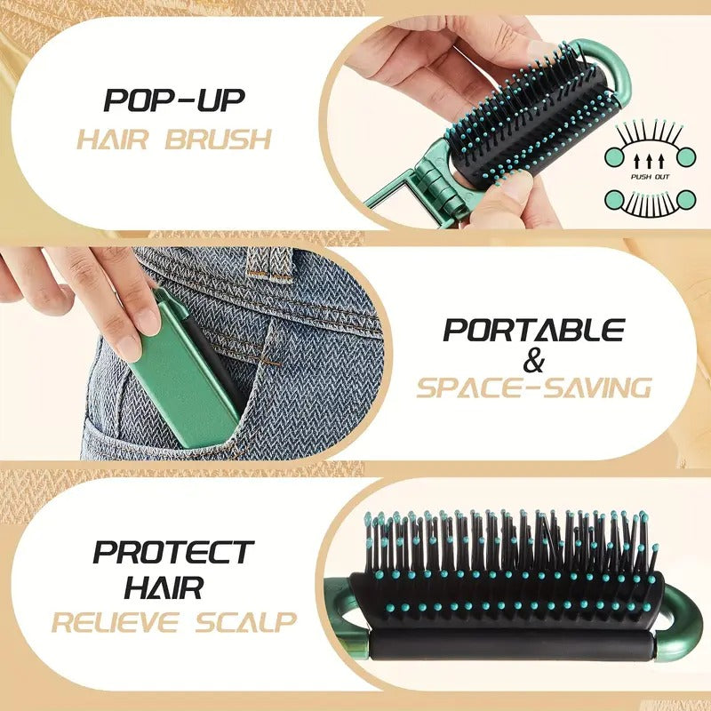 50pcs Travel Brush Compact Portable Folding Hair Brush with Mirror Bulk Pocket Size Mini Hair Brush for Men Women