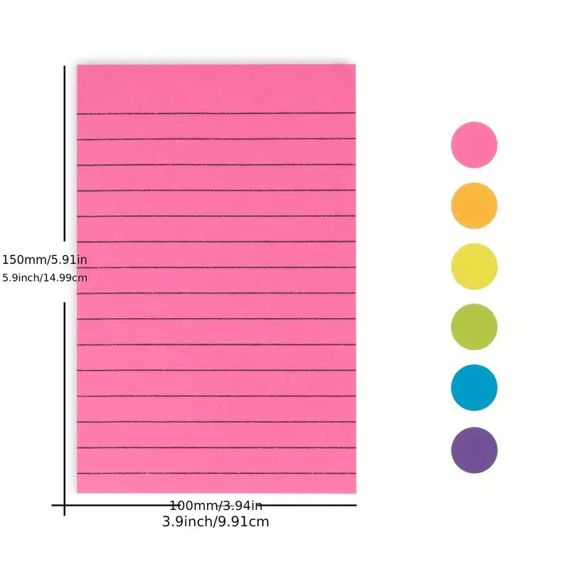 45 Sheets 4x6 Inch Self-Adhesive Memo Pads - 6 Vibrant Colors (Purple, Blue, Green, Yellow, Pink, Orange) with Triangular Corner Design for Easy Peel & Stick - Office, Home, School Organization,