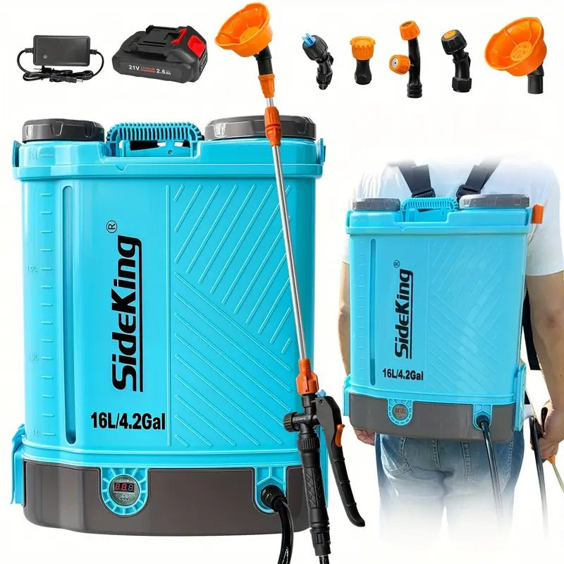 4 Gallon Battery Powered Backpack Sprayer, 100 PSI Adjustable Pressure Sprayer, Weed Yard Sprayer With Telescopic Wand, 5 Nozzles, 2.6 Ah Battery & Charger Included