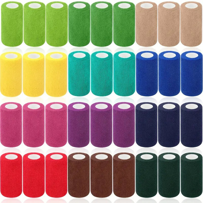 36pcs Self-Adherent Bandage Wrap - Breathable Cohesive Elastic Adhesive Tape for Athletic Support, Stretch Sports Wrist & Ankle Injury Prevention, 4"x5" (Classic Color Mix)