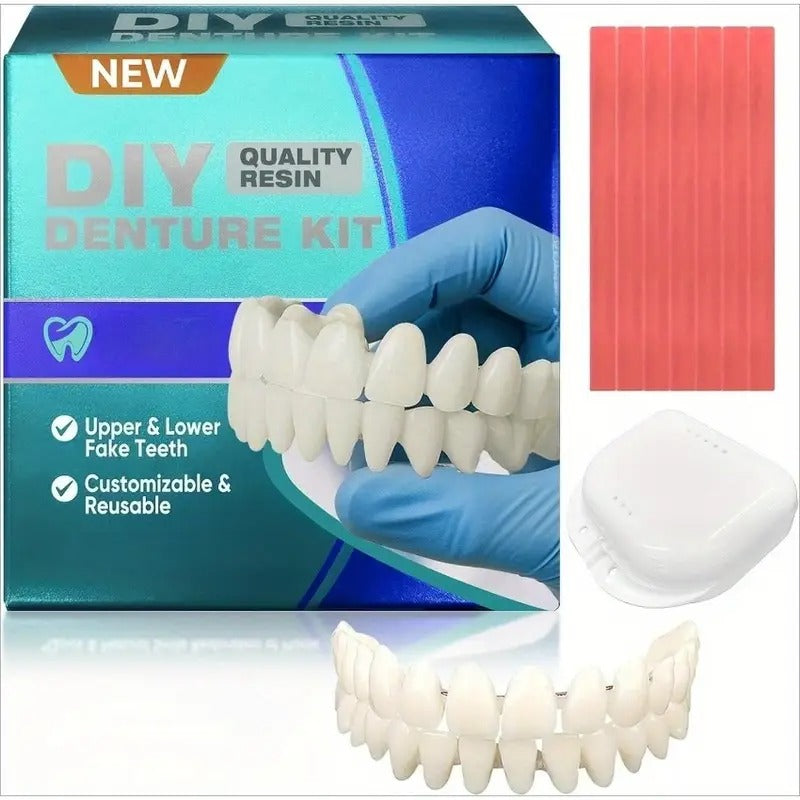 Denture set, professional denture set, upper and lower veneers, soft and comfortable denture care combination set, regain confidence and smile