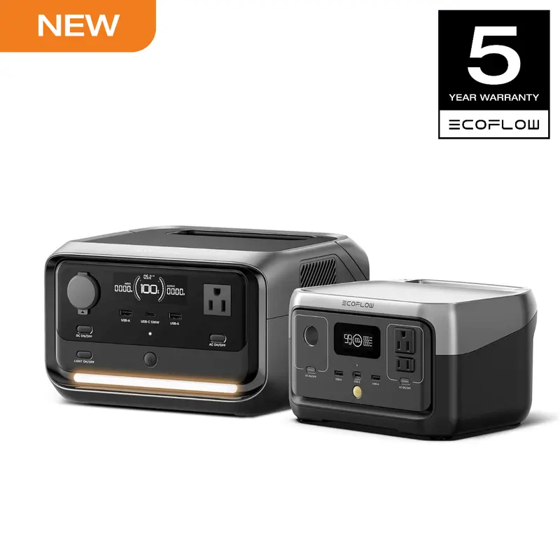 ECOFLOW Portable Power Station River 2 240 (243Wh) and River 3 Plus 270 (268Wh), LiFePO4 Battery, 1Hr Fast Charging Solar Power Bank for Outdoor Camping/RV Use