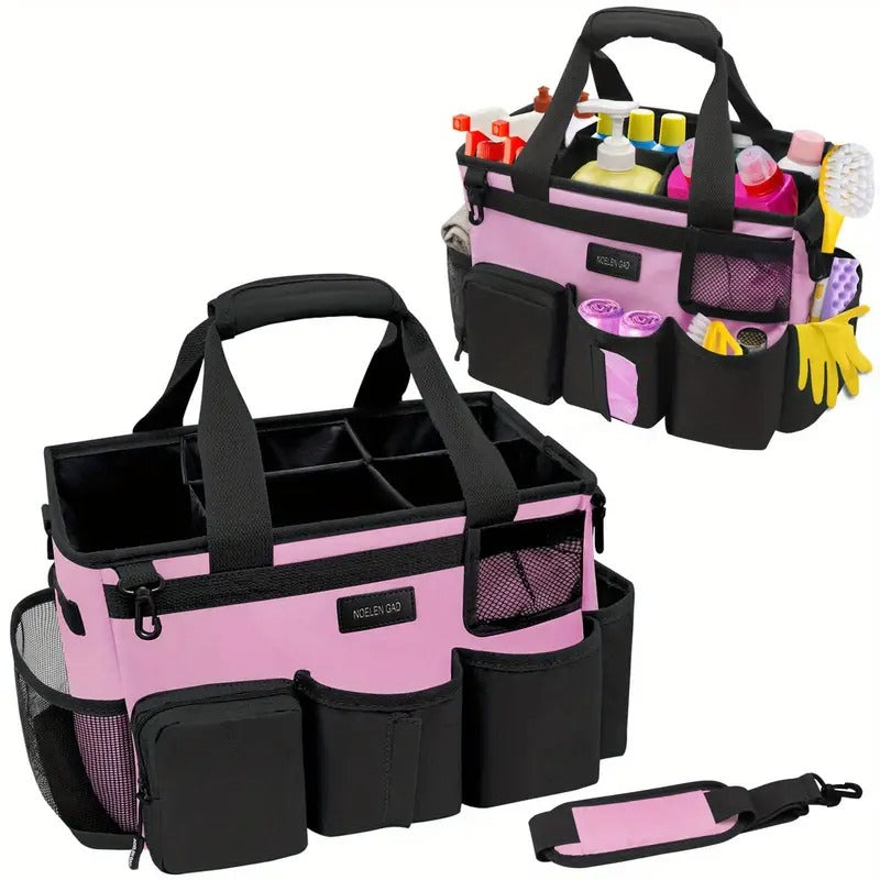 Wearable Cleaning Caddy Bag, Cleaning Supply Tote for Cleaning Supplies, Cleaning Organizer with Adjustable Shoulder and Waist Straps for Cleaners & Housekeepers