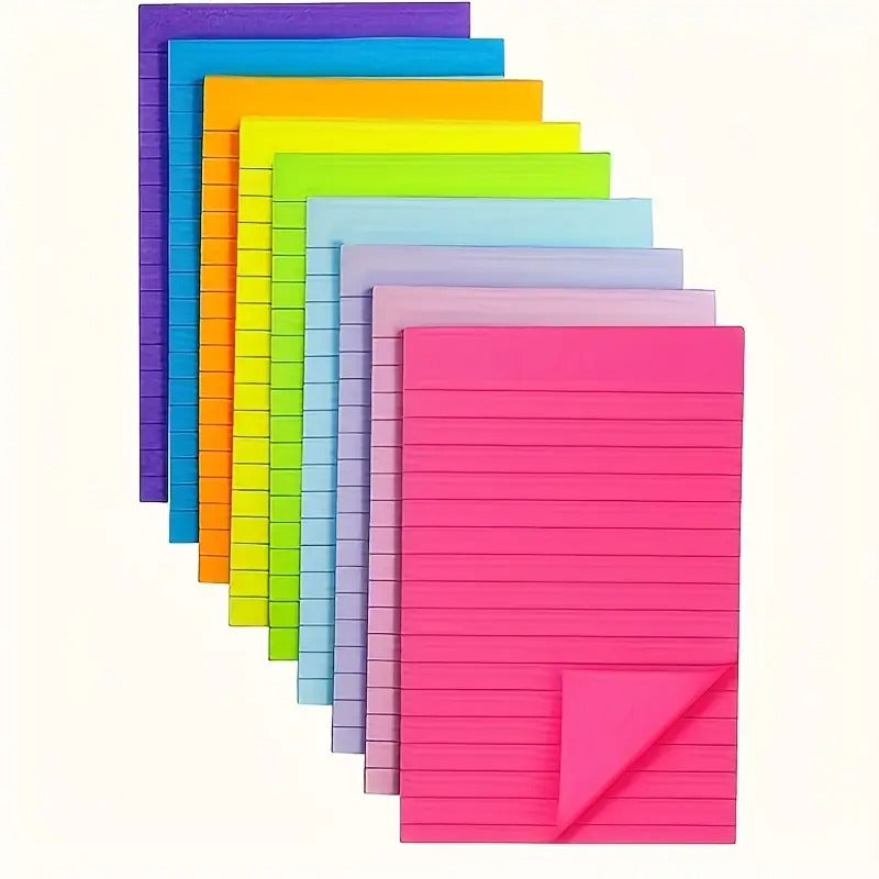 45 Sheets 4x6 Inch Self-Adhesive Memo Pads - 6 Vibrant Colors (Purple, Blue, Green, Yellow, Pink, Orange) with Triangular Corner Design for Easy Peel & Stick - Office, Home, School Organization,