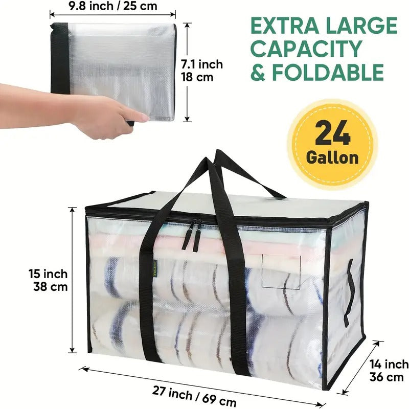 Oversized Transparent Moving Bags with Reinforced Handles, Available in Sets of 2, 4, 6, Or 8. Ideal for Packing, Dorm Storage, And Other Moving Supplies.