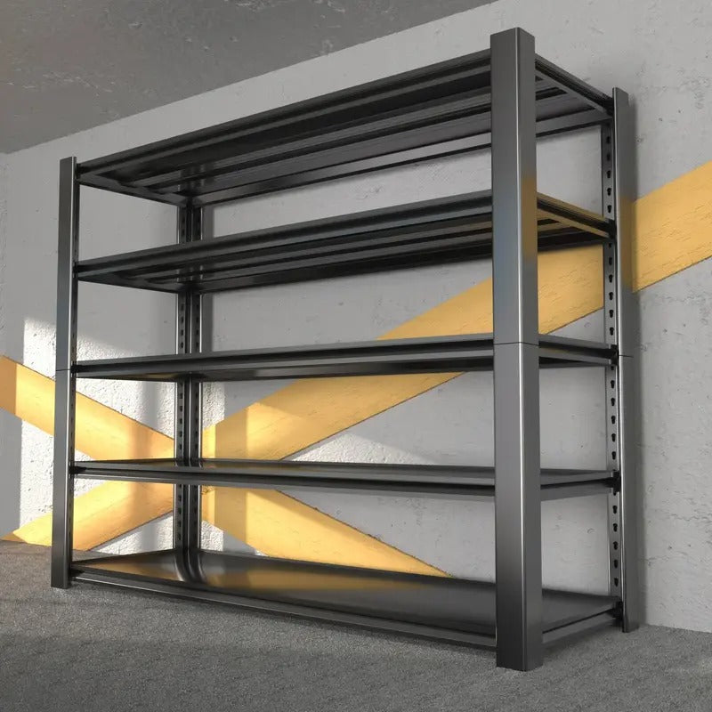 3000 LBS Heavy Duty Garage Shelving with Adjustable Metal Shelves with 5 Tier Storage Shelves Painted Black for Garage Finishing, Space Saving Vertical Shelving Unit, Garage Storage Shelves with Sturdy Construction, Practical Shelves, Utility Shelves