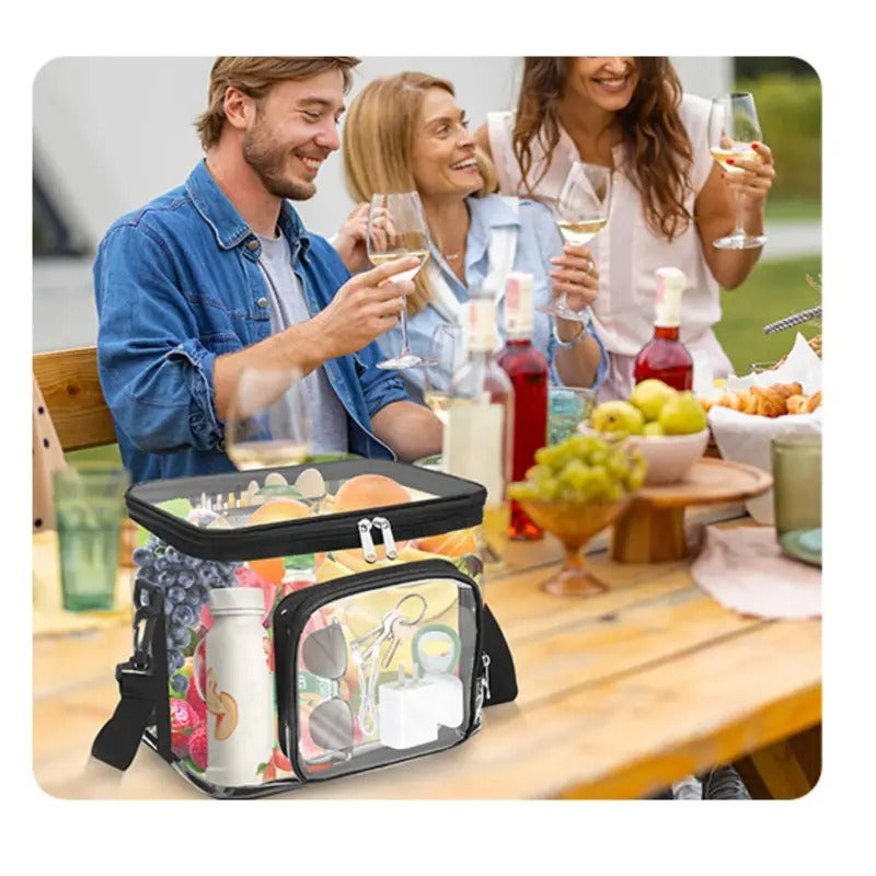 Black Transparent PVC Shoulder Bag, Clear Unisex Messenger Satchel & Crossbody Tote for Men/Women, Waterproof Work/Travel Bag for Swimming Pool, Beach, Office & Outdoor Activities