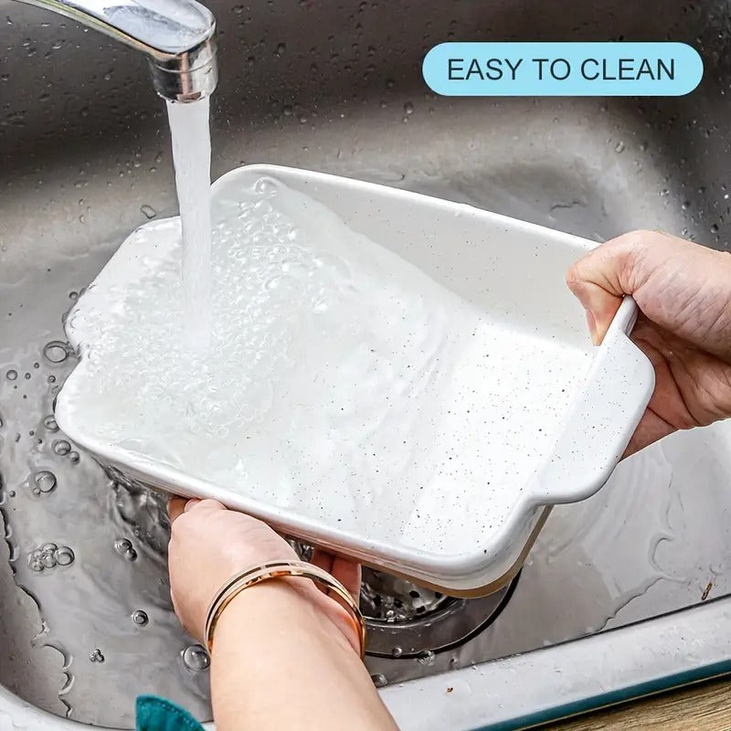 [Ceramic Baking Set] 3pcs Ceramic Baking Dish Set | 9x13 Baking Dish, Lasagne Pan Deep, Large Casserole Dish Set, Baking Dishes for Casseroles 13 X 9, Ceramic Bakeware Set, Farmhouse Style