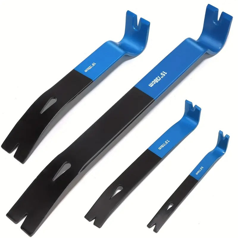 4pcs Flat Pry Bar Set -15" 10" 7.5" 5.5"- Heavy Duty & Mini Nail Puller Crowbar, Utility Claw Bar, Wonder Bar, High-Carbon Steel Flat Bar Tool for Home Remolding & Woodworking