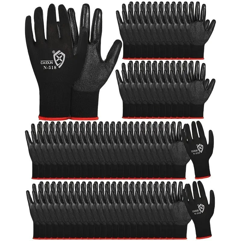 72 Pairs Heavy-Duty Rubber Coated Work Gloves - Anti-Tear Reinforced Stitching, Ergonomic Fit for Gardening, Construction & Landscaping - Durable Protective Gloves for Men