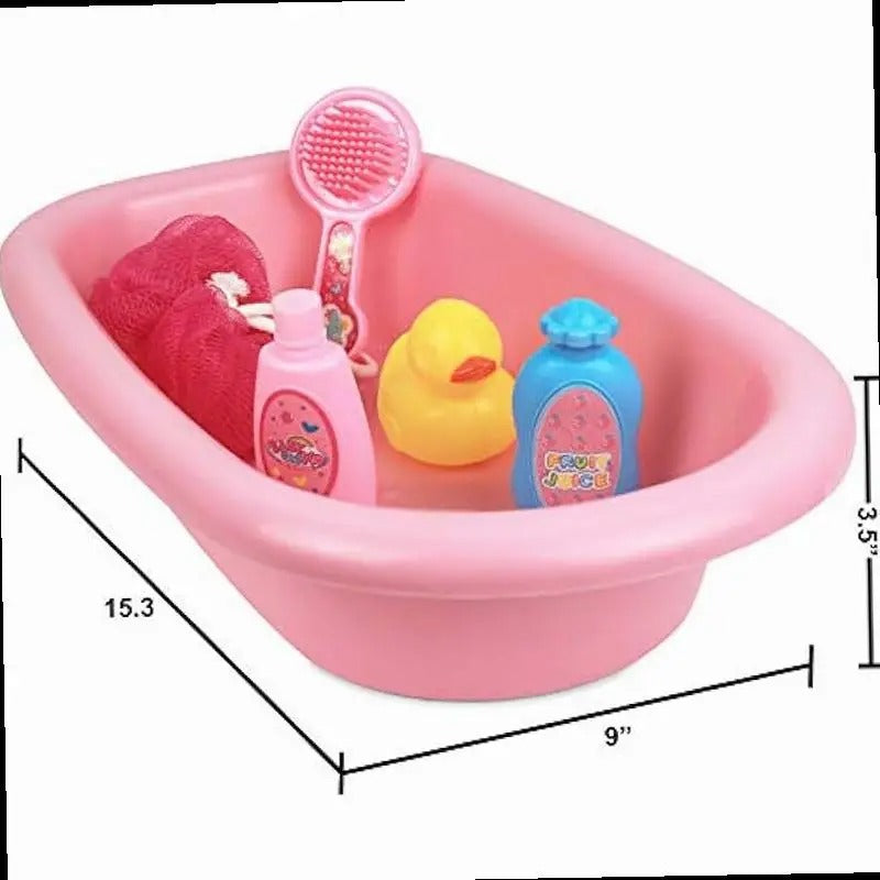 Click N Play Baby Bathtub Pretend Play Set for Girls Toddlers Comes with 6 Pieces Accessories for Ages 3