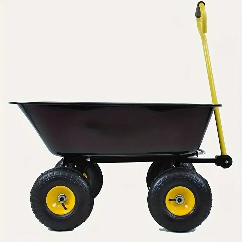 Heavy-Duty All-Terrain Wheelbarrow with 350lb Capacity, Leak-Proof & Break-Resistant Design, Durable Plastic Construction for Gardening, Camping, Outdoor Use,