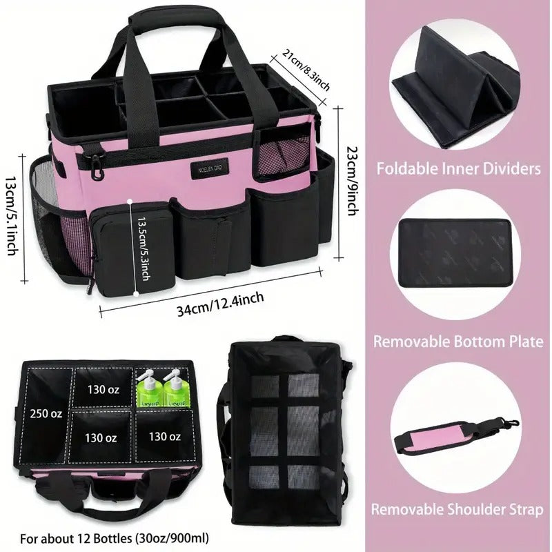 Wearable Cleaning Caddy Bag, Cleaning Supply Tote for Cleaning Supplies, Cleaning Organizer with Adjustable Shoulder and Waist Straps for Cleaners & Housekeepers