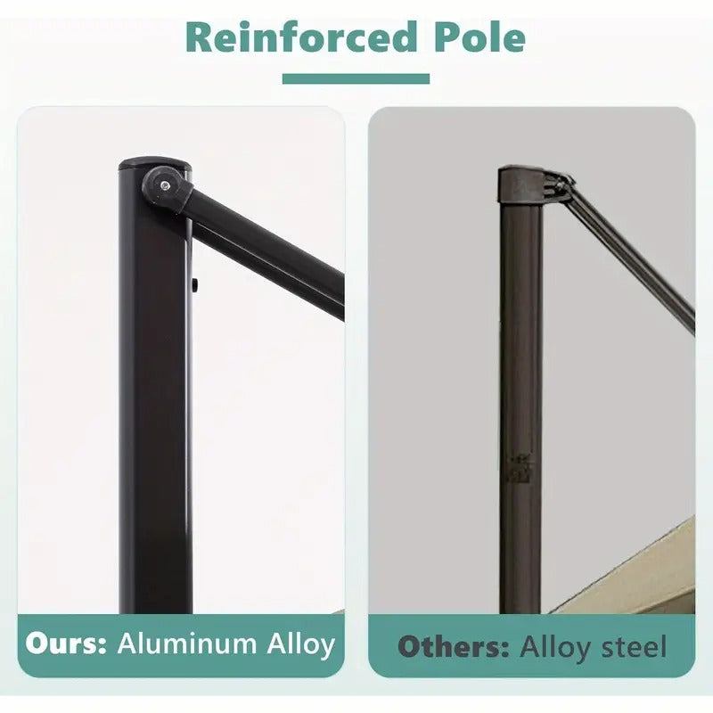 10x10ft Bohemian Style Outdoor Sunshade Umbrella - Adjustable Angle, UV Protection, 360° Rotatable Canopy for Patio, Lawn, Deck, Poolside Dining Area