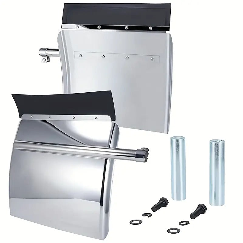 24"x24" Quarter Fenders For Semi Truck, Stainless Steel/Polypropylene, Tube Bracket And Single Bolt Mounting Brackets Hardware Included, Right Left 2 Set In Pair