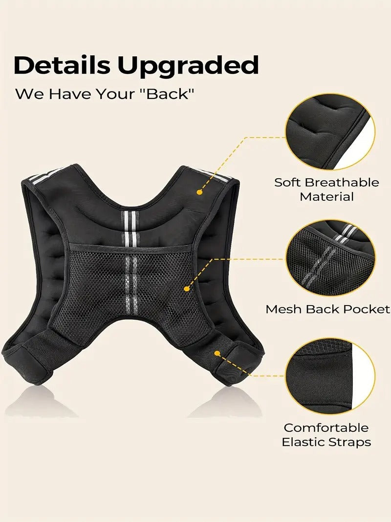 [Weighted Vest] PACEARTH 20lb Heavy Duty Weighted Vest with Weights - Adjustable Weighted Vest for Gym, Running, Weightlifting - Chest Protection Buckles & Phone Pocket - Muscle Building Workout Vest for Men & Women (Black) - Ideal Gift