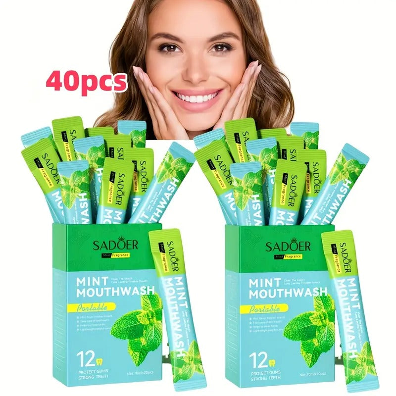 [40pcs Peppermint Mouthwash] 40pcs Portable Peppermint Mouthwash | Whitening Teeth, Cleaning Mouth, Travel Size