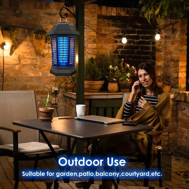 Outdoor Mosquito Killer Lamp, Electric Insect Zapper, Indoor/Outdoor Fly Trap, 4200V, ABS Protective Housing, Three-Prong Plug (Black), Insect Trap for Yard, Backyard, And Patio