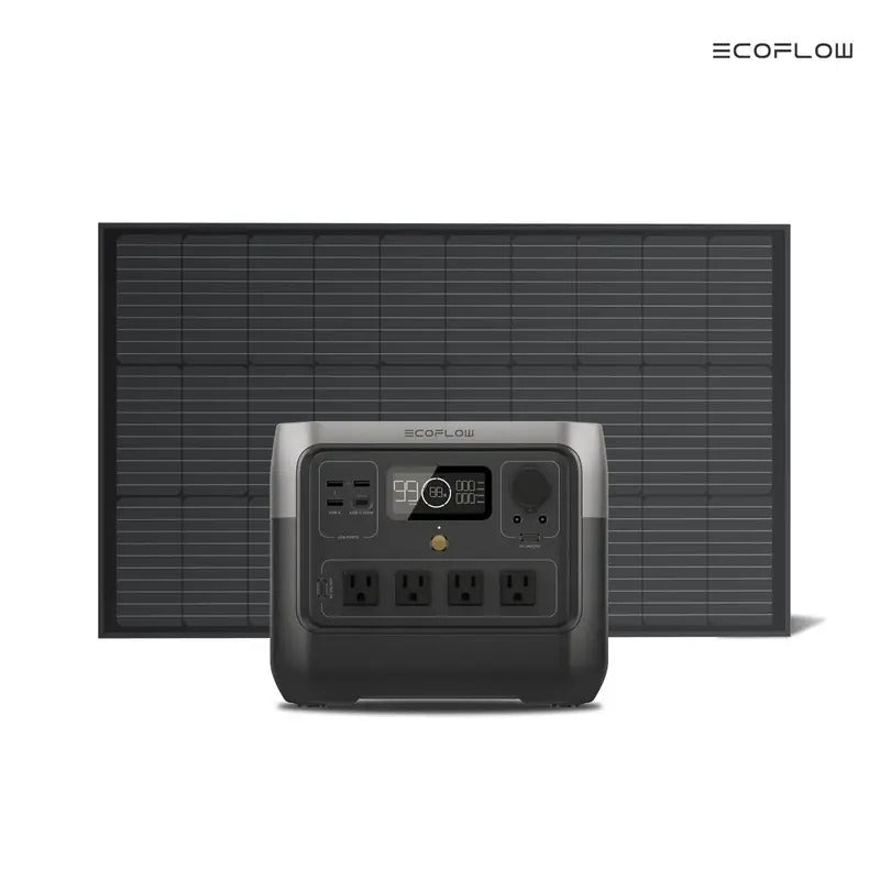 ECOFLOW Power Station RIVER 2 Pro 700 with 100W Rigid Solar Panel (Separate Shipment), 716Wh LiFePO4 Battery Portable Power Station, 4x800W AC Outlets (1600W Surge), Solar Power Bank for