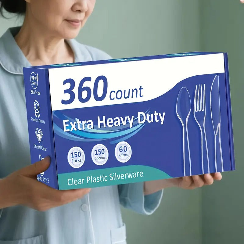 360 Count Clear Plastic Spoons Disposable, BPA-Free, Heat Resistant, Solid And Durable Disposable Spoons Heavy Duty Bulk, Premium Spoons Plastic Disposable for Party Supply