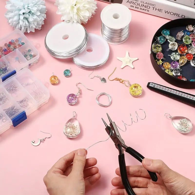 [3 Rolls Craft Wire] 3 Rolls 18/20/22 Gauge Aluminum Craft Wire | Wire For Jewelry Making With Pliers & Ring Sizer | Silver, 1mm, 0.8mm, 0.6mm, 25m