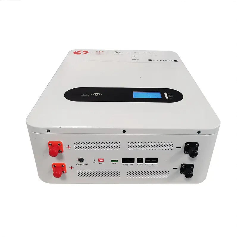 48V 100Ah Grade A Lithium Iron Phosphate Battery 1pc - Rechargeable Metal Battery Pack for Home Solar System, Garage Charging Station - No Electricity Needed, 51.2V 100000mAh Wall Mount